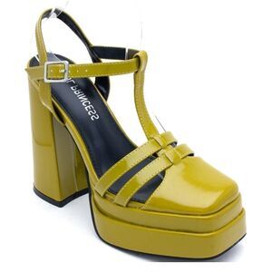 BRAND NEW SOUL PRINCESS PLAIN PLATFORM ANKLE CURVE WIDE HIGH HEEL SAND… S2